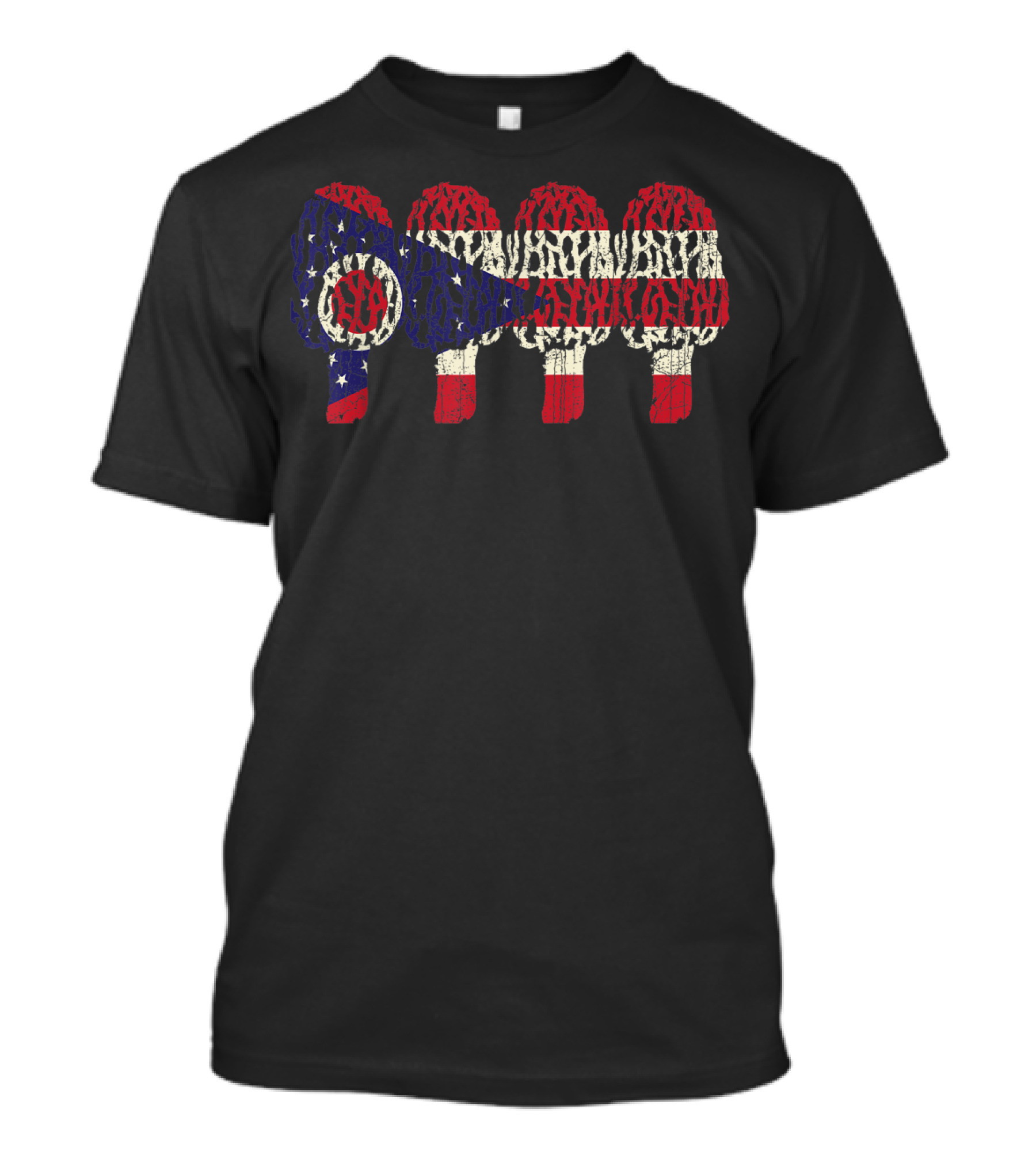 Morel Mushroom Ohio Flag Vintage Hunter Forest Discovery T-Shirt