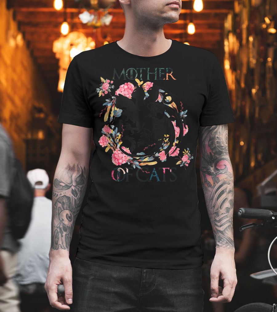 Mother of Cats Dragon Floral T-Shirt