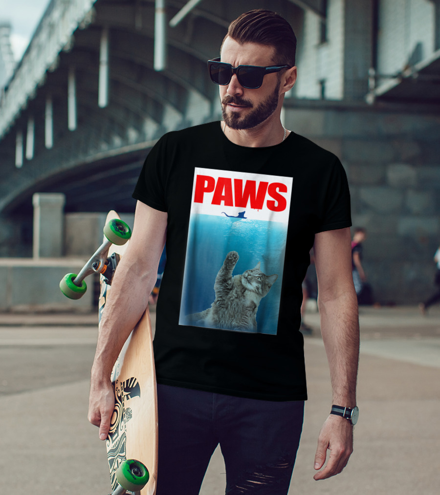 Paws Cat And Mouse Jaws Parody For Funny Cat Lover T-Shirt