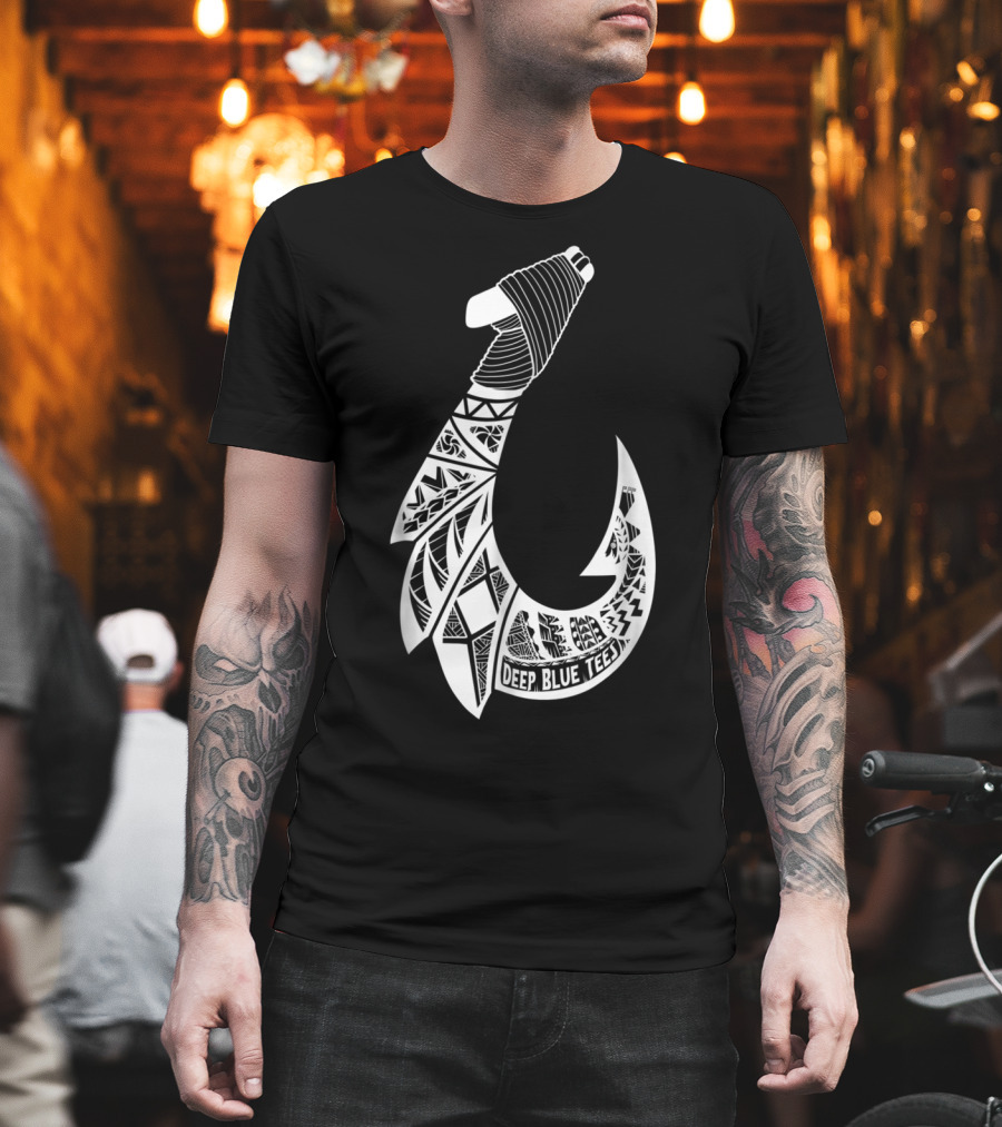 Tribal Hawaiian Hook by Deep Blue T-Shirt