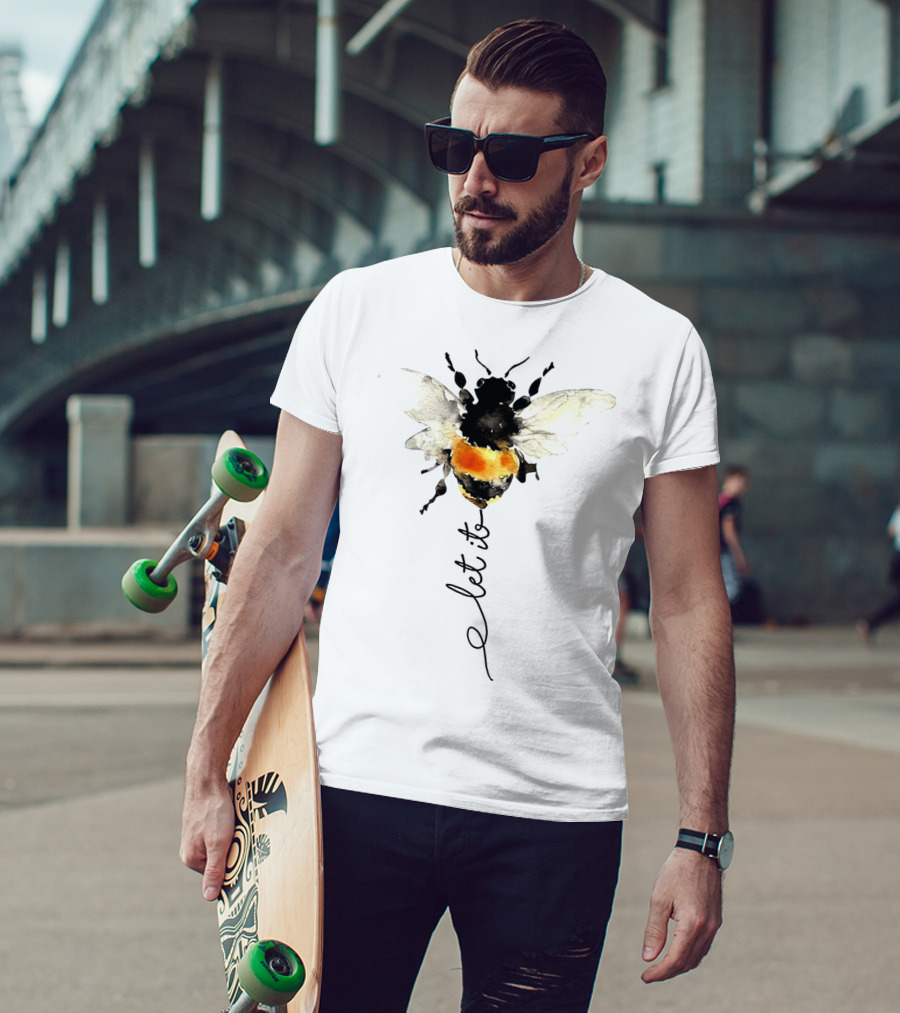 Let It Bee Bumblebee Art Hippies Sunflowers T-Shirt