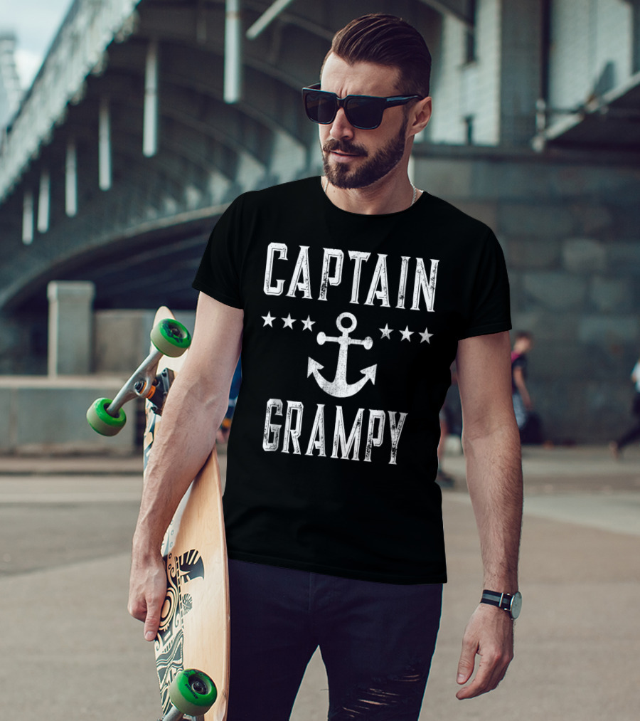 Captain Grampy Vintage Anchor Stars Family Cruise T-Shirt