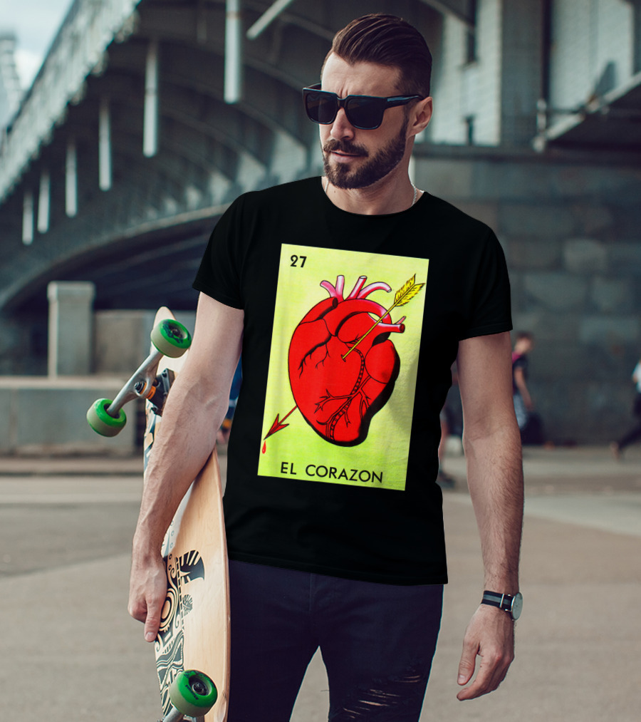 Mexican Loteria Card 27 El Corazon Heart With Arrow T-Shirt