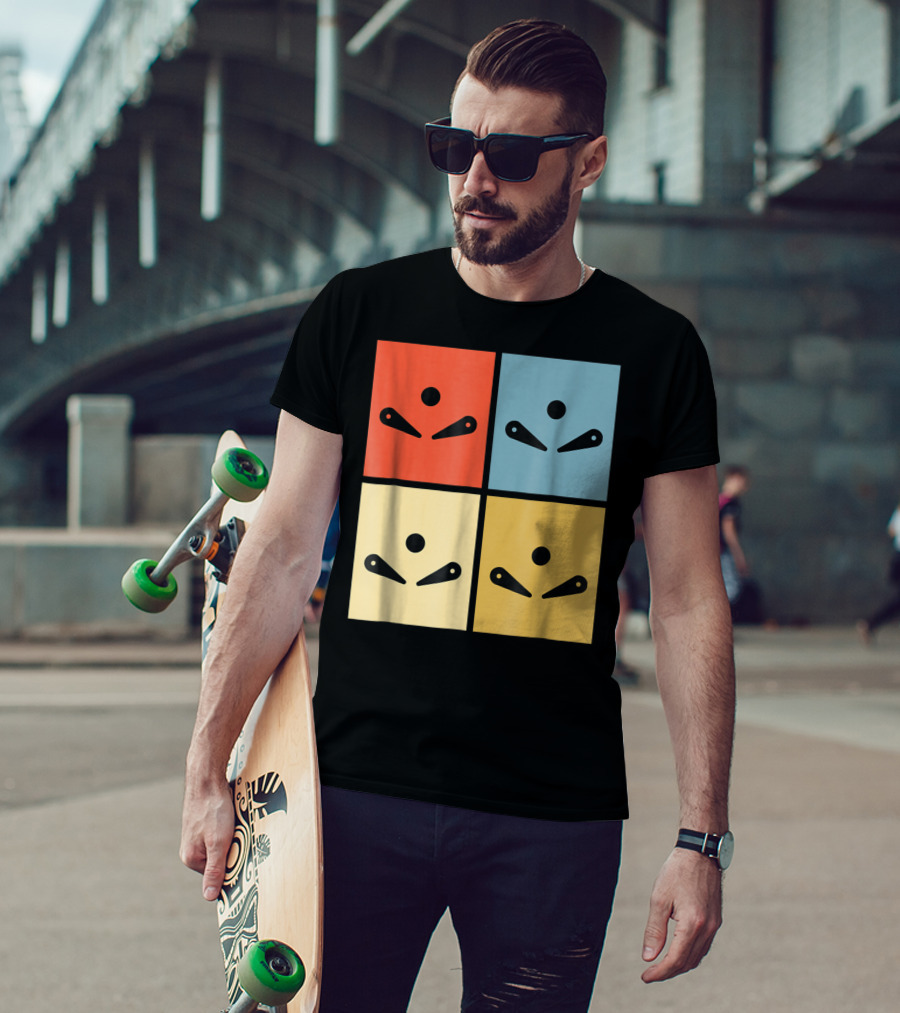 Pinball Colorful Flipper Pop Art Blocks T-Shirt