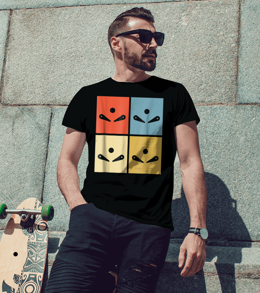 Pinball Colorful Flipper Pop Art Blocks T-Shirt