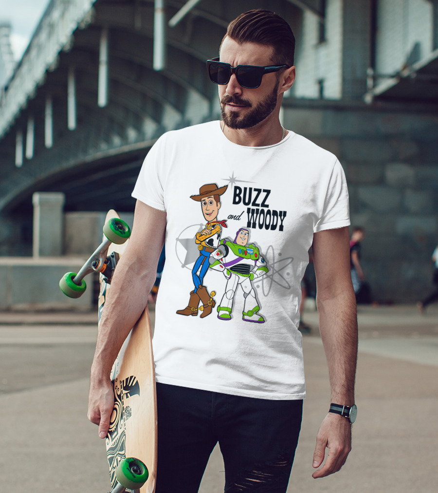 Pixar Toy Story Buzz And Woody Star Atom T-Shirt