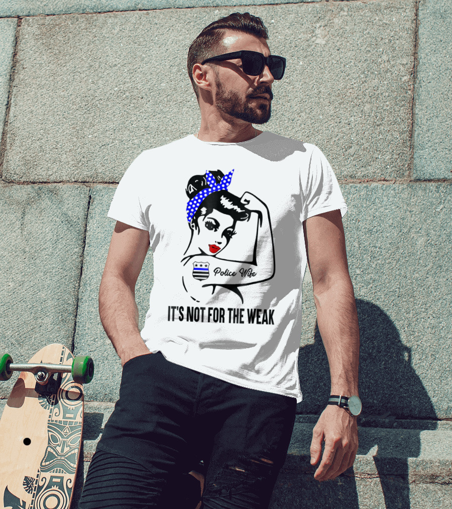 Police Wife Strength Blue Polka Dot Bandana Icon Tattoo T-Shirt