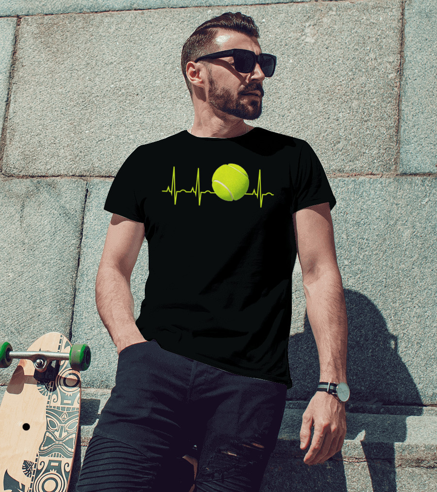 Tennis Lover Heartbeat Tennis Ball T-Shirt