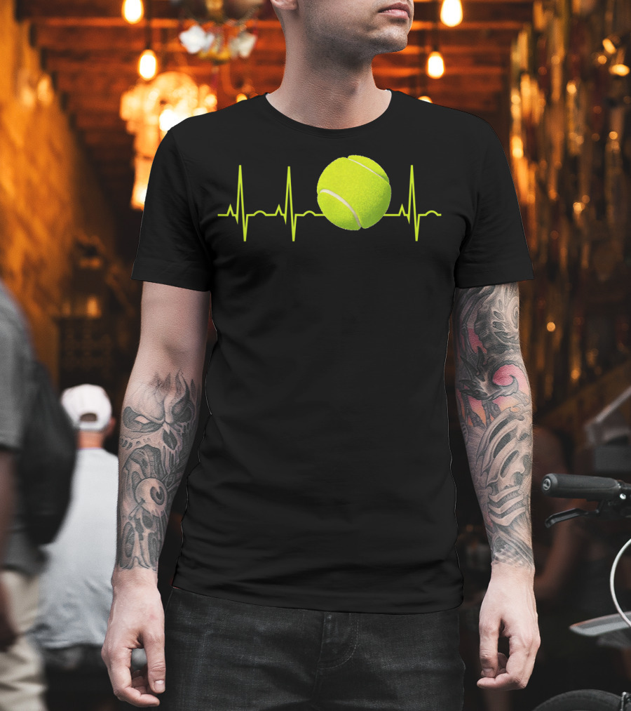 Tennis Lover Heartbeat Tennis Ball T-Shirt