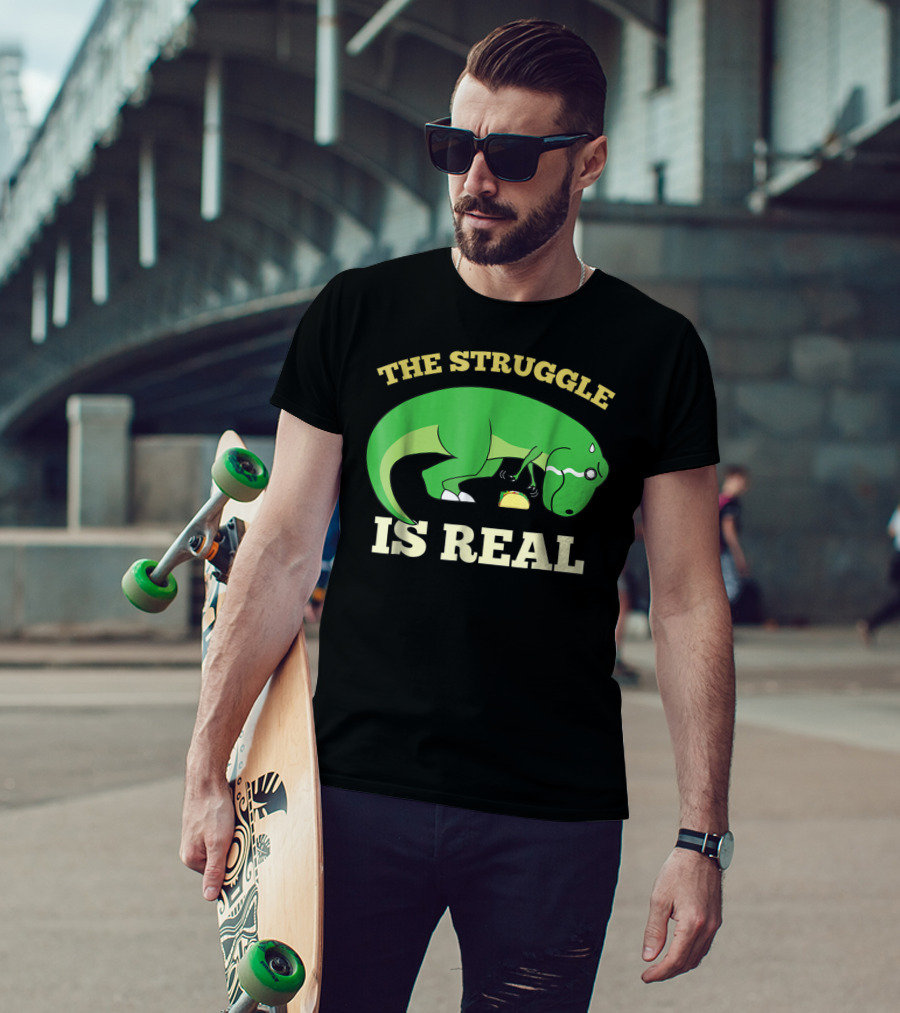 The Struggle Is Real Green Rex Dinosaur Taco T-Shirt