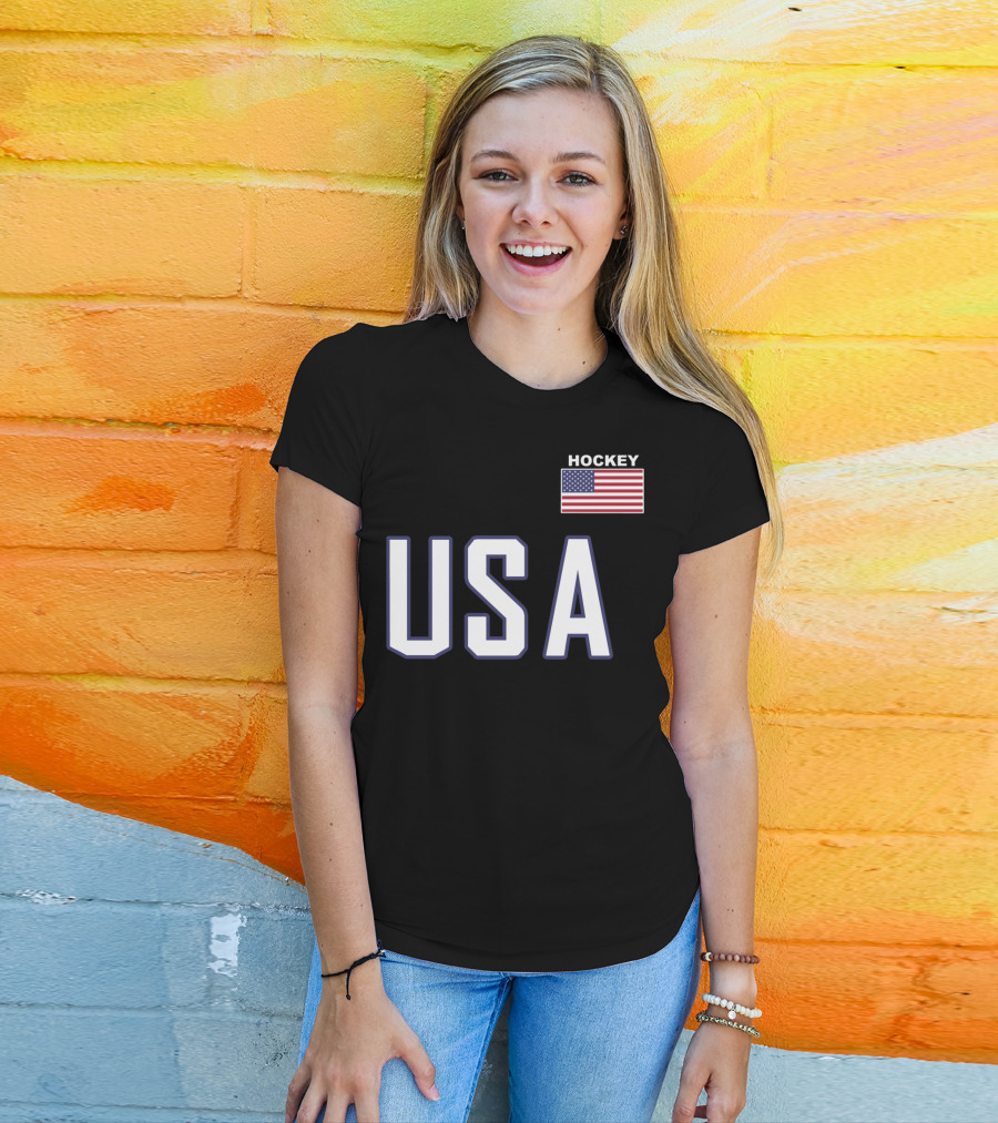 USA Flag Hockey Pocket Equipment Jacket T-Shirt