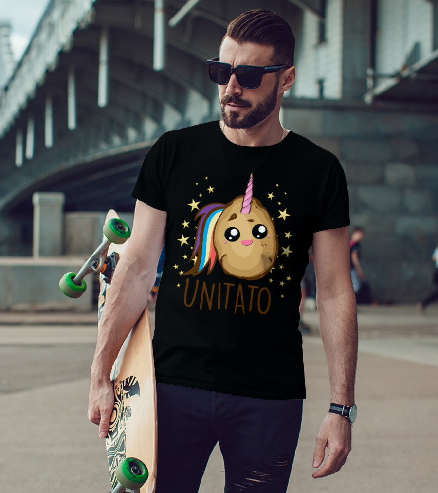 Funny Potato Unicorn UNITATO Cute Starry Rainbow Horn T-Shirt