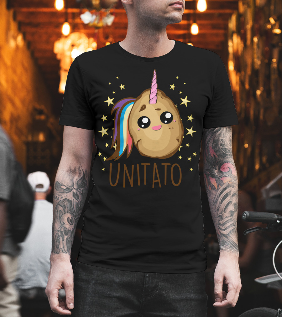 Funny Potato Unicorn UNITATO Cute Starry Rainbow Horn T-Shirt