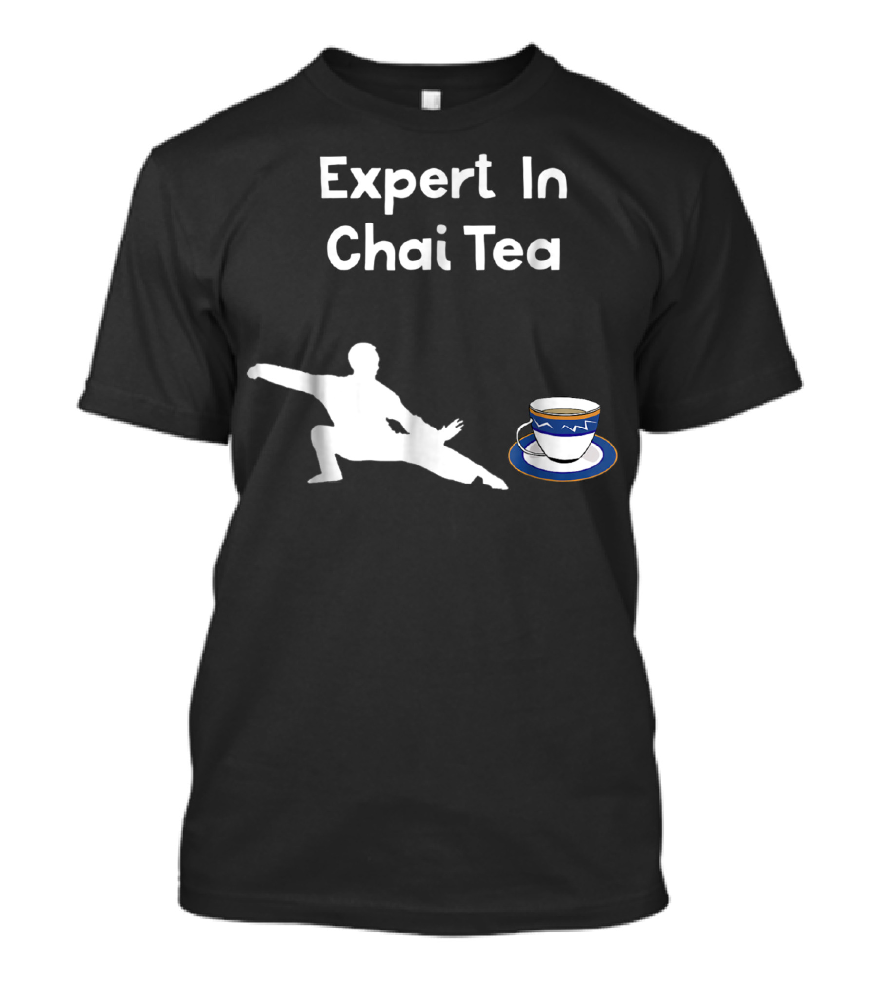 Funny Tai Chi Expert In Chai Tea Barista With Martial Arts Silhouette And Teacup T-Shirt