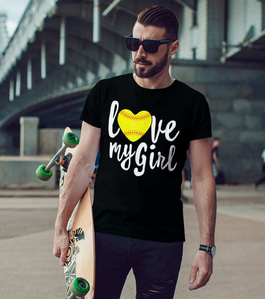 Love My Girl Softball Heart T-Shirt