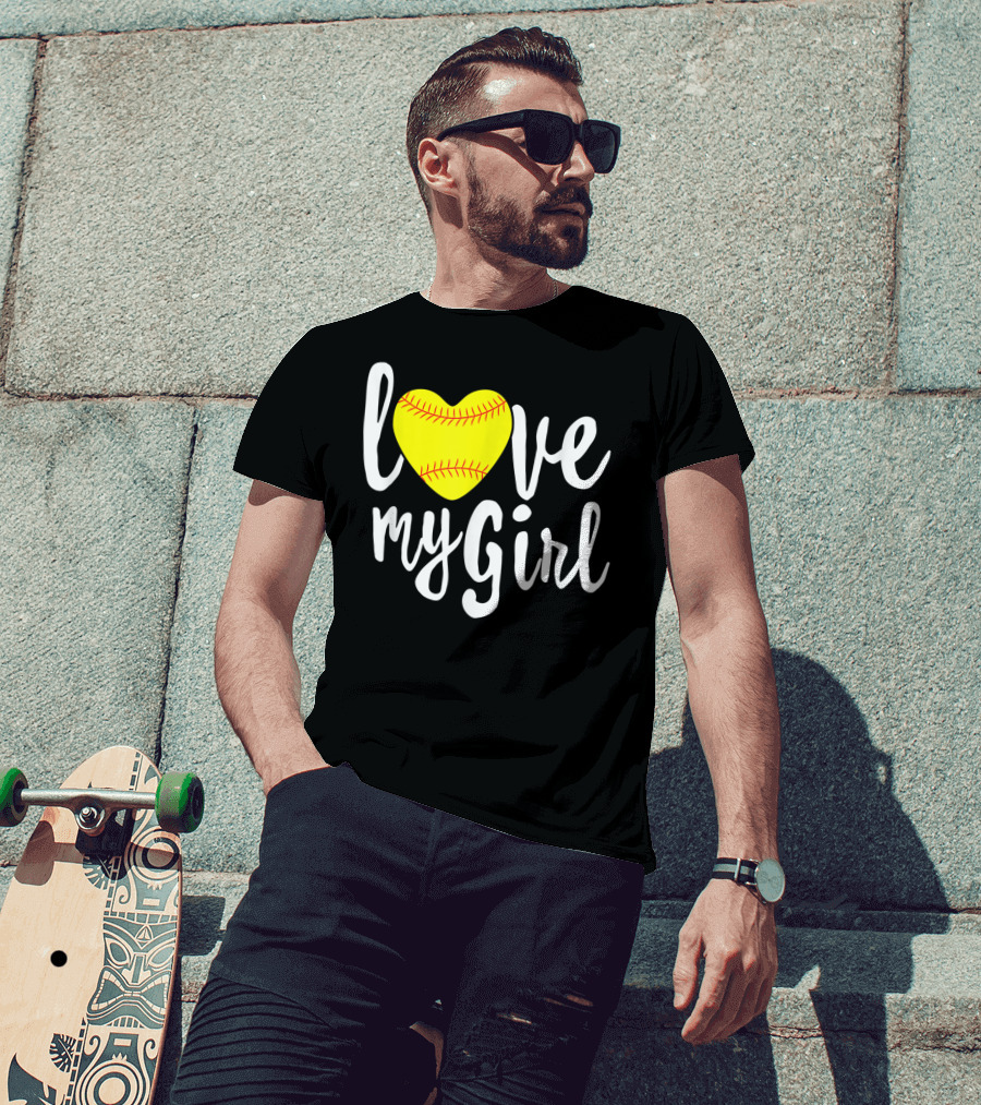 Love My Girl Softball Heart T-Shirt