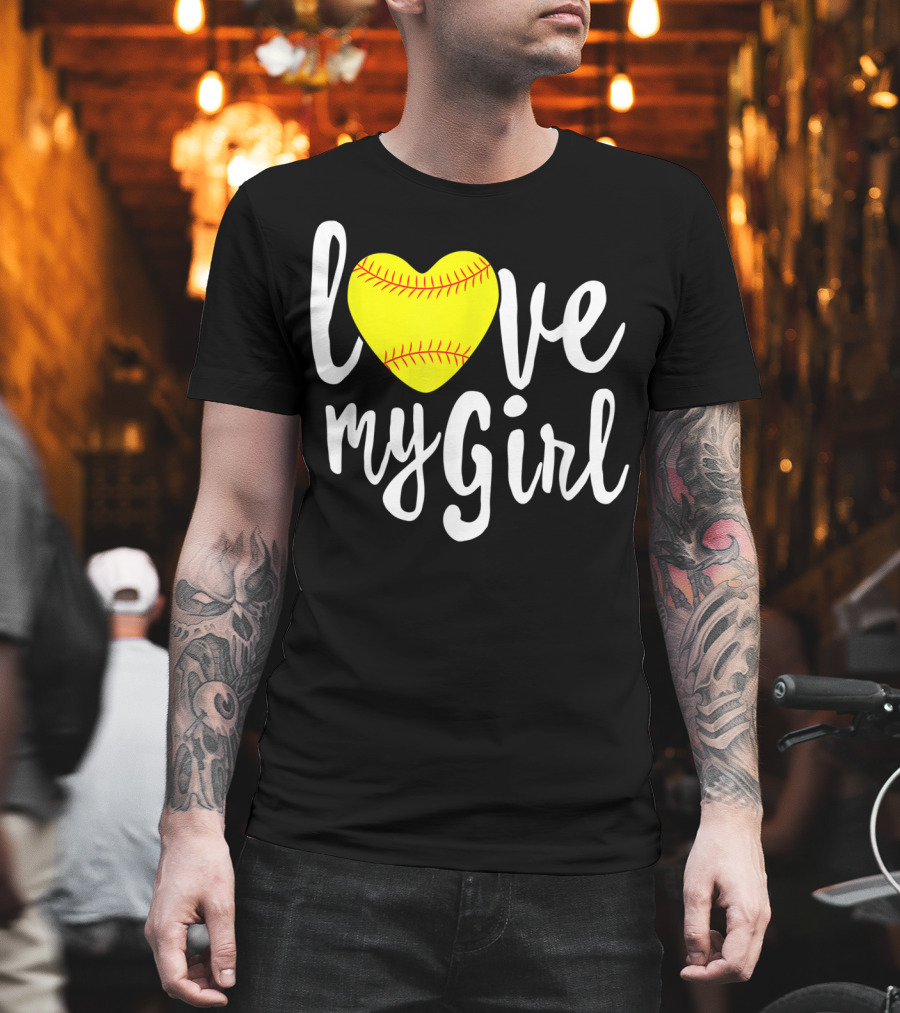 Love My Girl Softball Heart T-Shirt