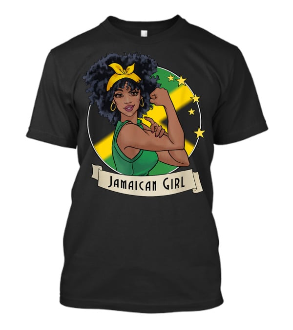 Jamaican Girl Afro Pride Jamaica Flag Fashion T-Shirt