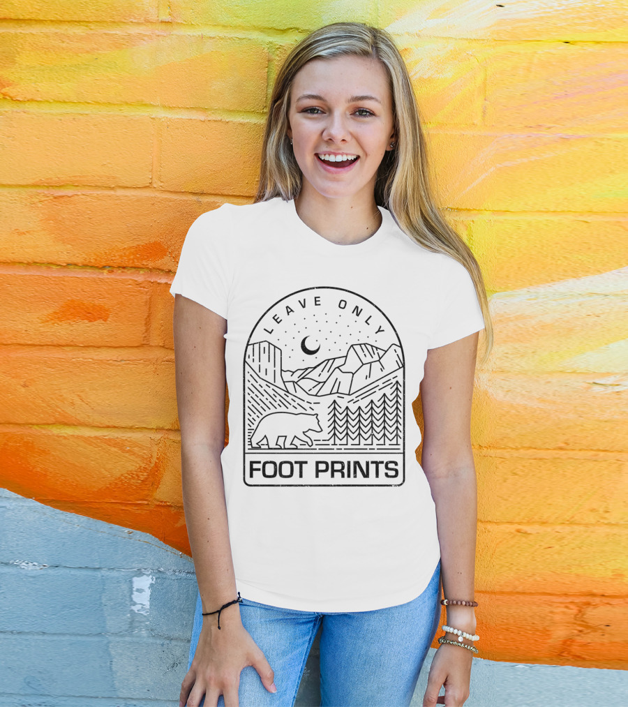Leave Only Foot Prints Bear Mountain Night Sky Nature T-Shirt