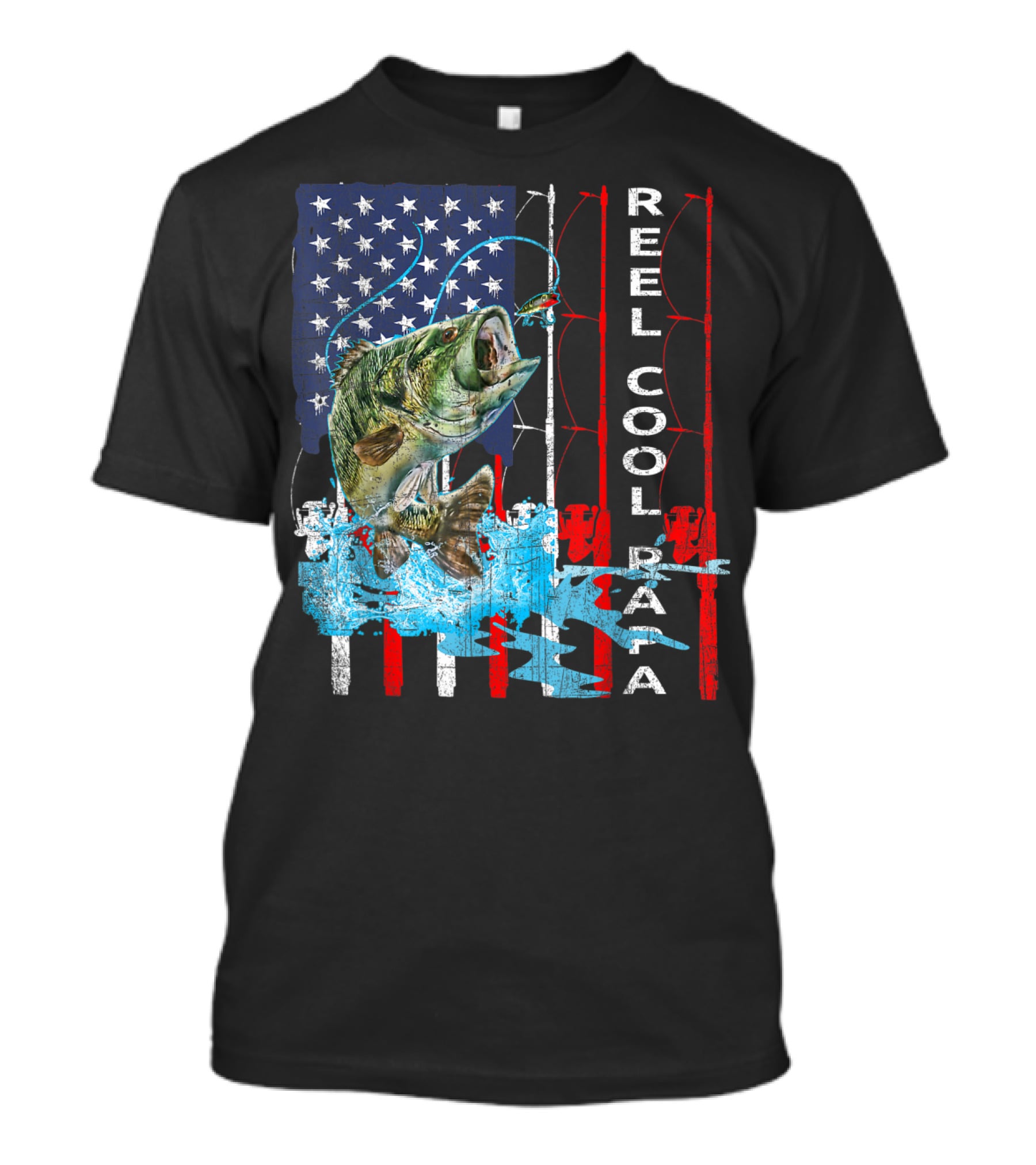 Reel Cool Papa American Flag Fish T-Shirt