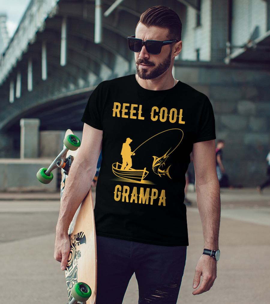 Reel Cool Grampa Fishing Boat And Catching Fish T-Shirt
