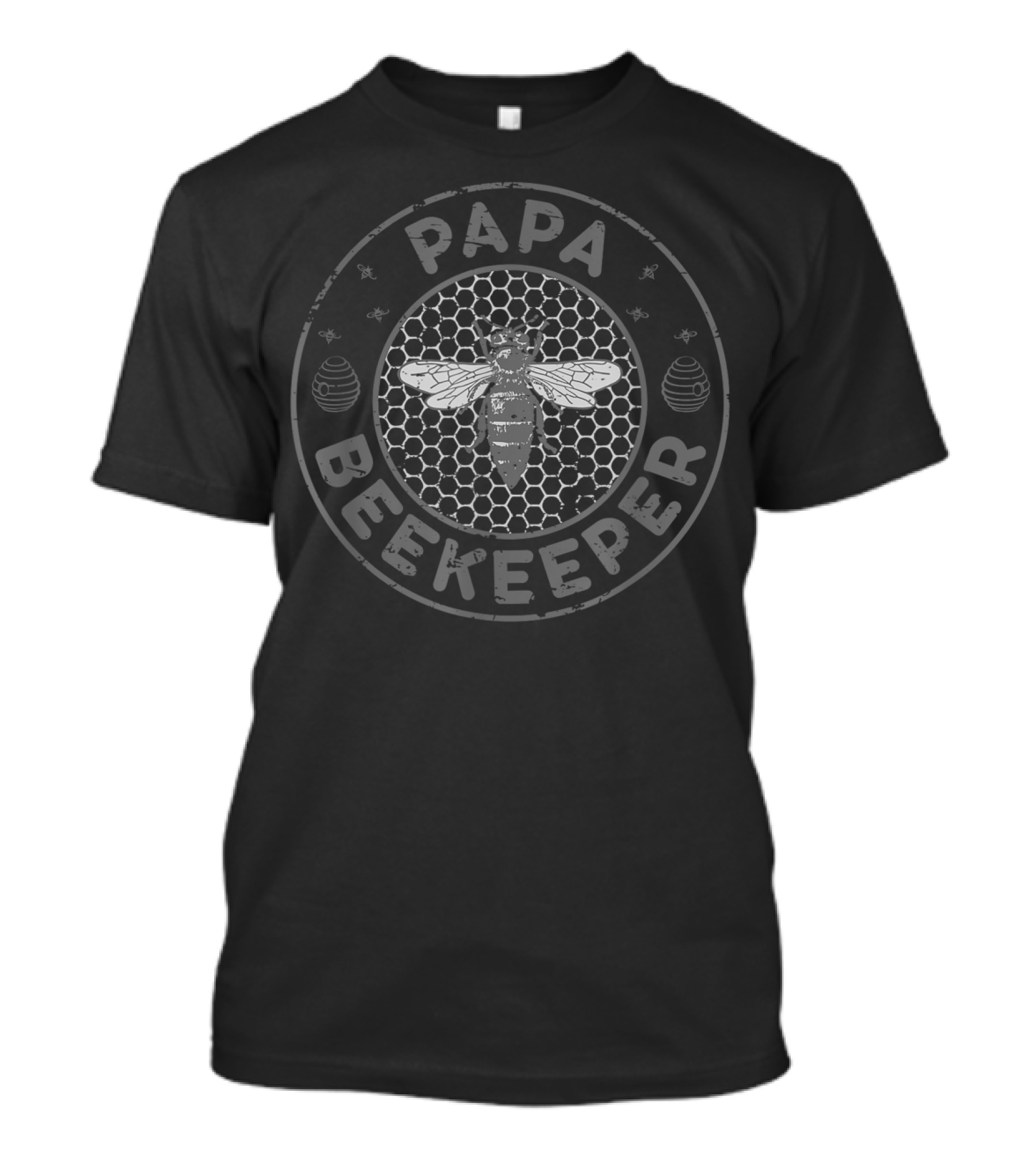 Papa Beekeeper Distressed Bee Whisperer Retro Honeycomb T-Shirt