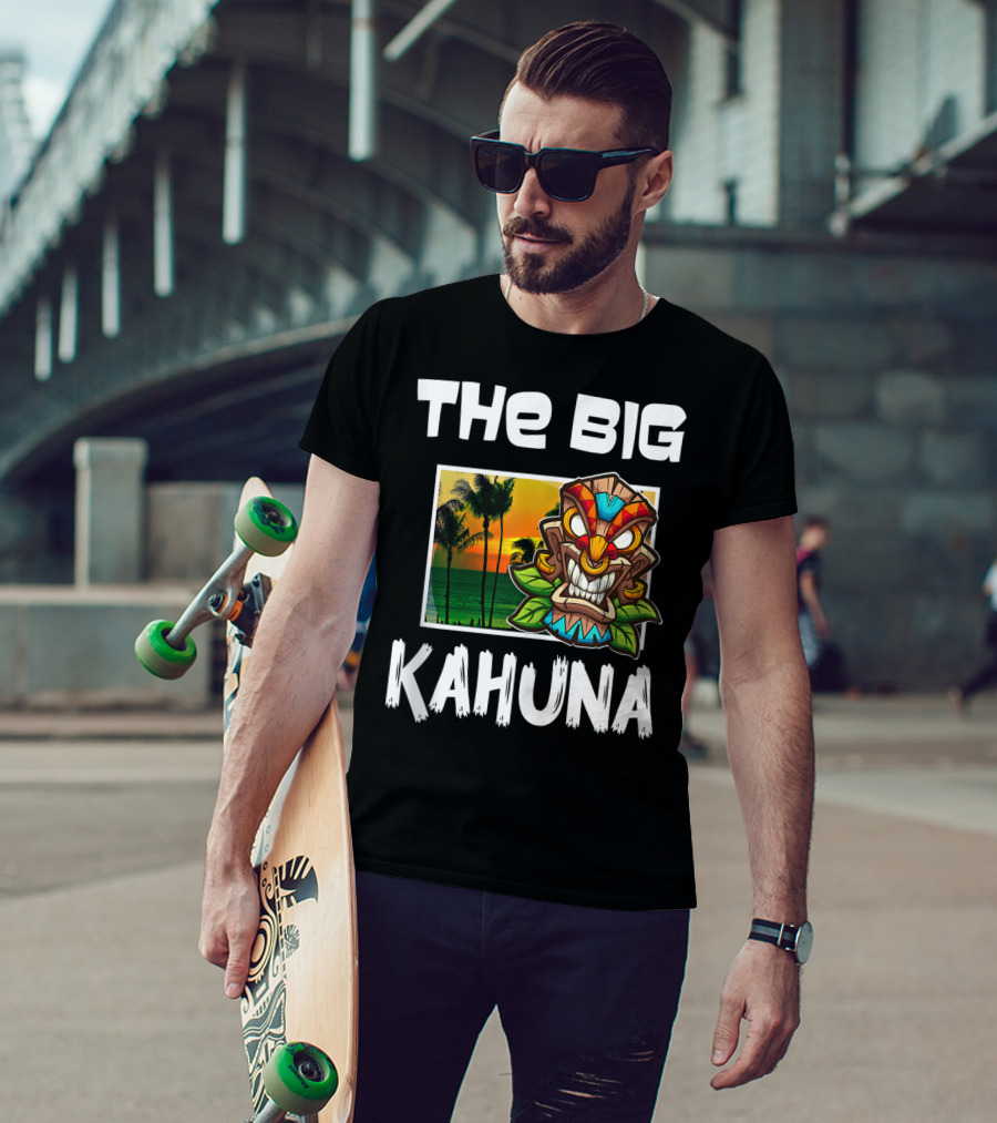 The Big Kahuna Tiki Bar Vibes Aloha Haw Palm Sunset Mask T-Shirt