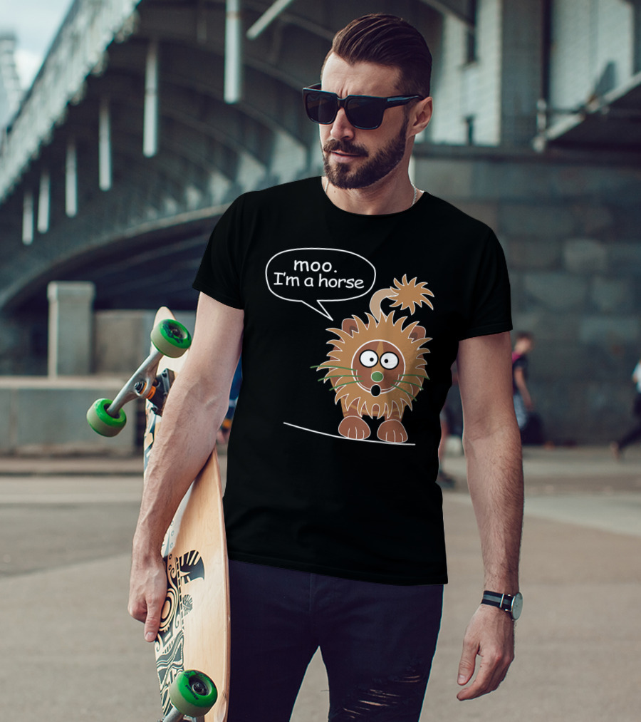 Moo I'm A Horse Cute Lion Illustration Sticker T-Shirt