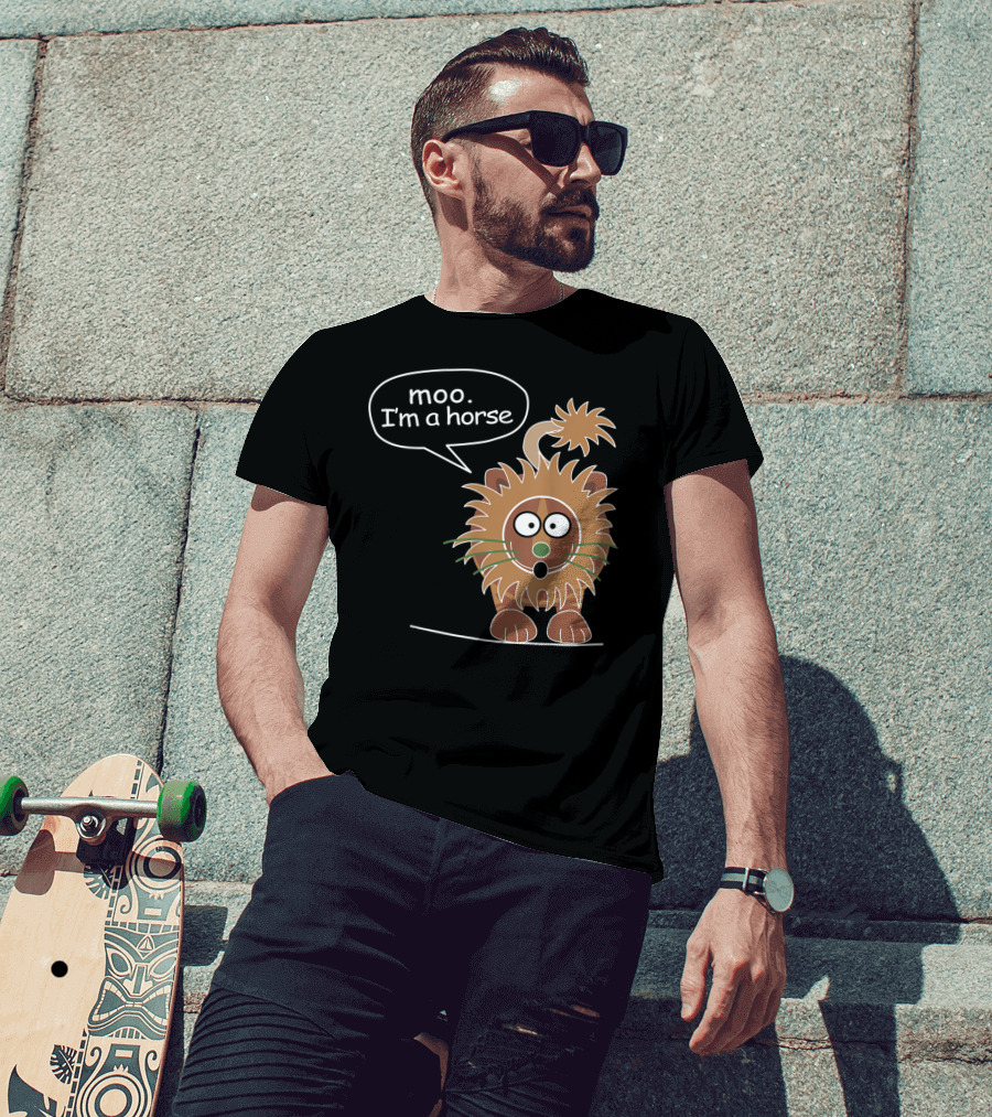 Moo I'm A Horse Cute Lion Illustration Sticker T-Shirt