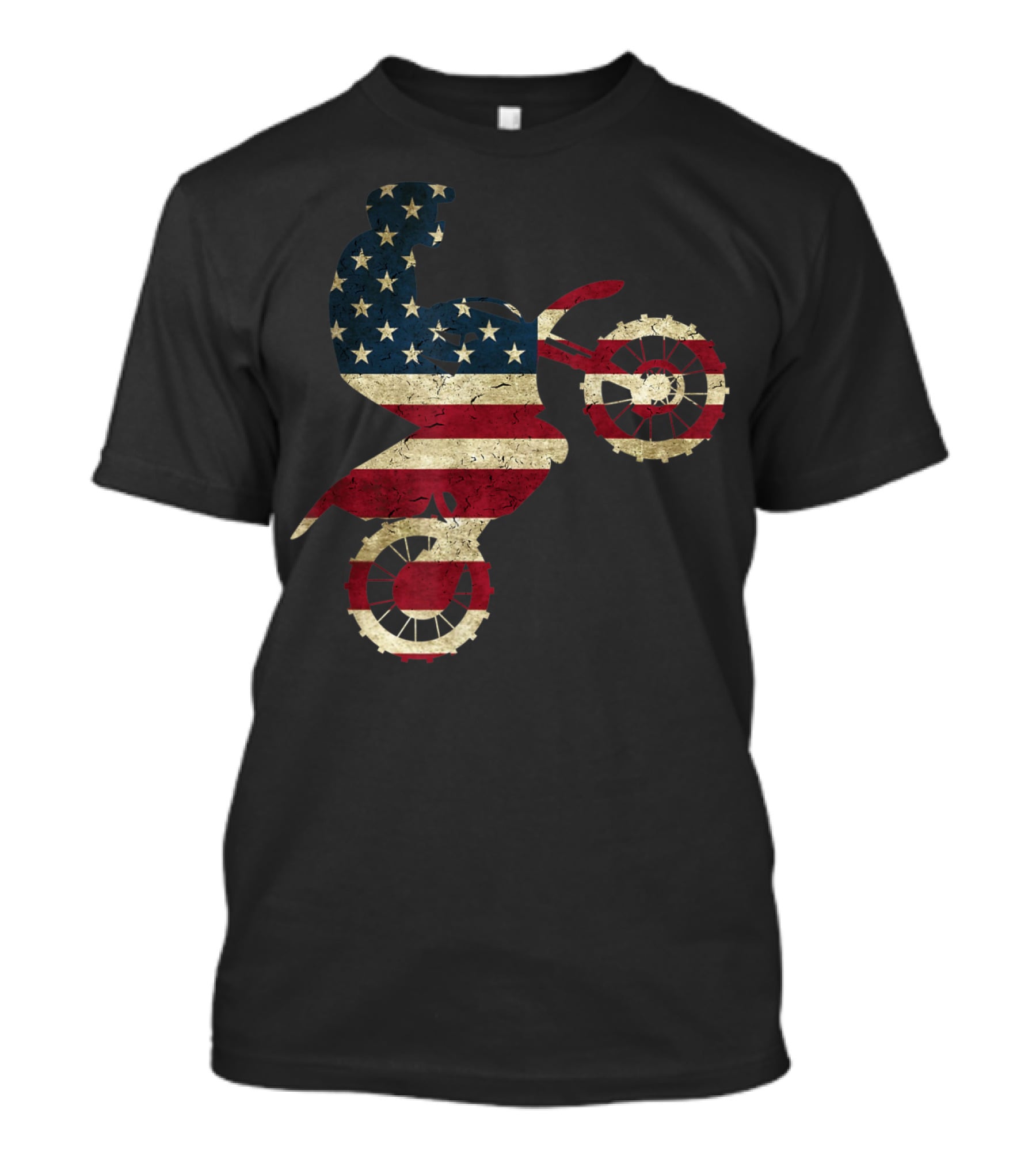 Motocross Dirt Bike American Flag Brap Stars And Stripes Rider T-Shirt