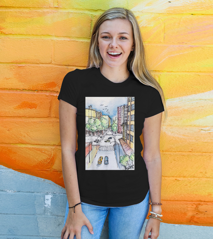 New York City Urban Street View From The Highline With Cars And Buildings T-Shirt
