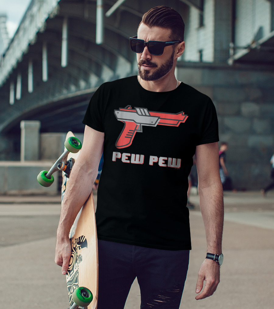 Pew Pew Retro Gaming Gun T-Shirt