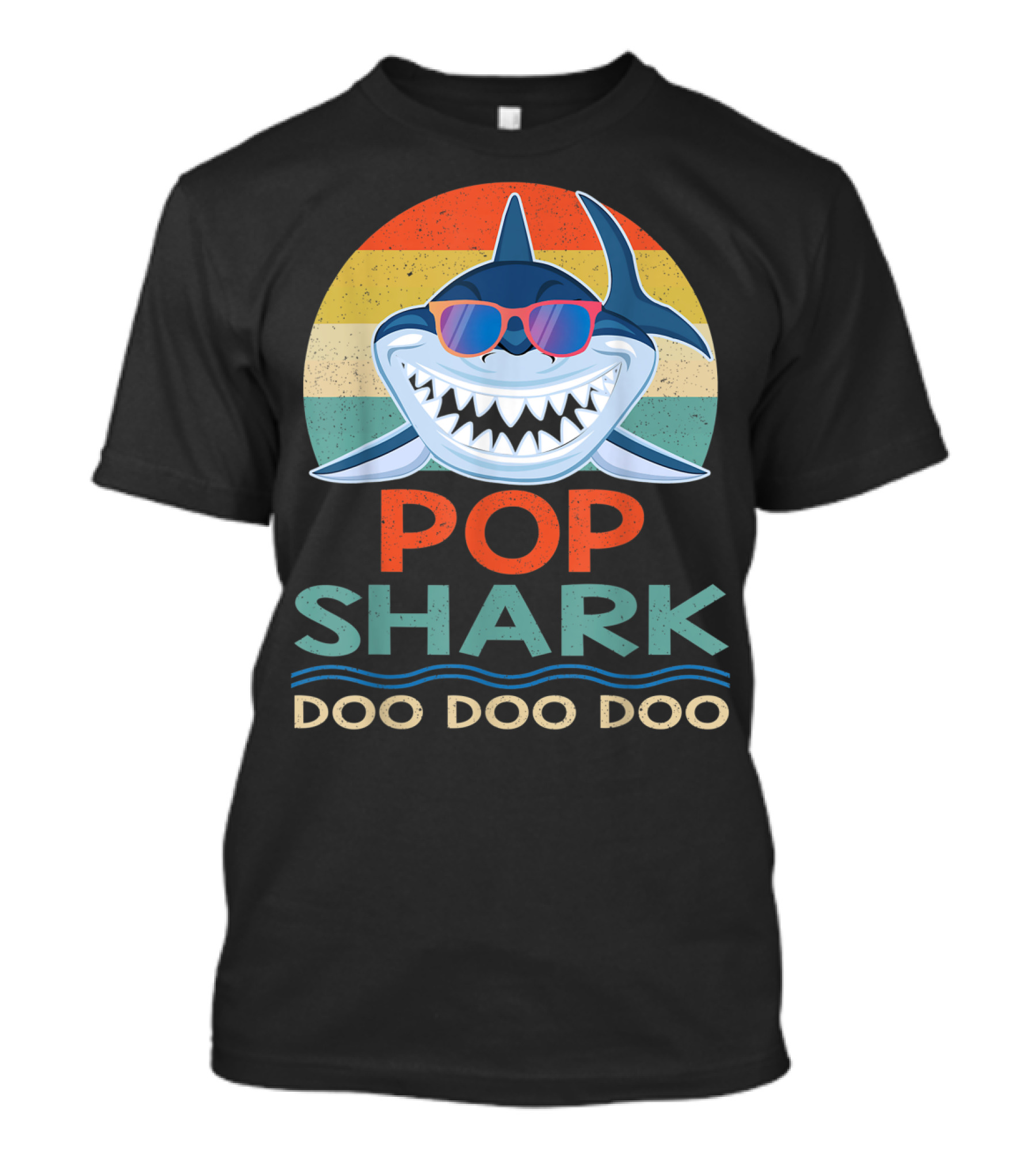 Pop Shark Doo Doo Doo Vintage Matching Fam Sunset Style Retro Sunglasses T-Shirt