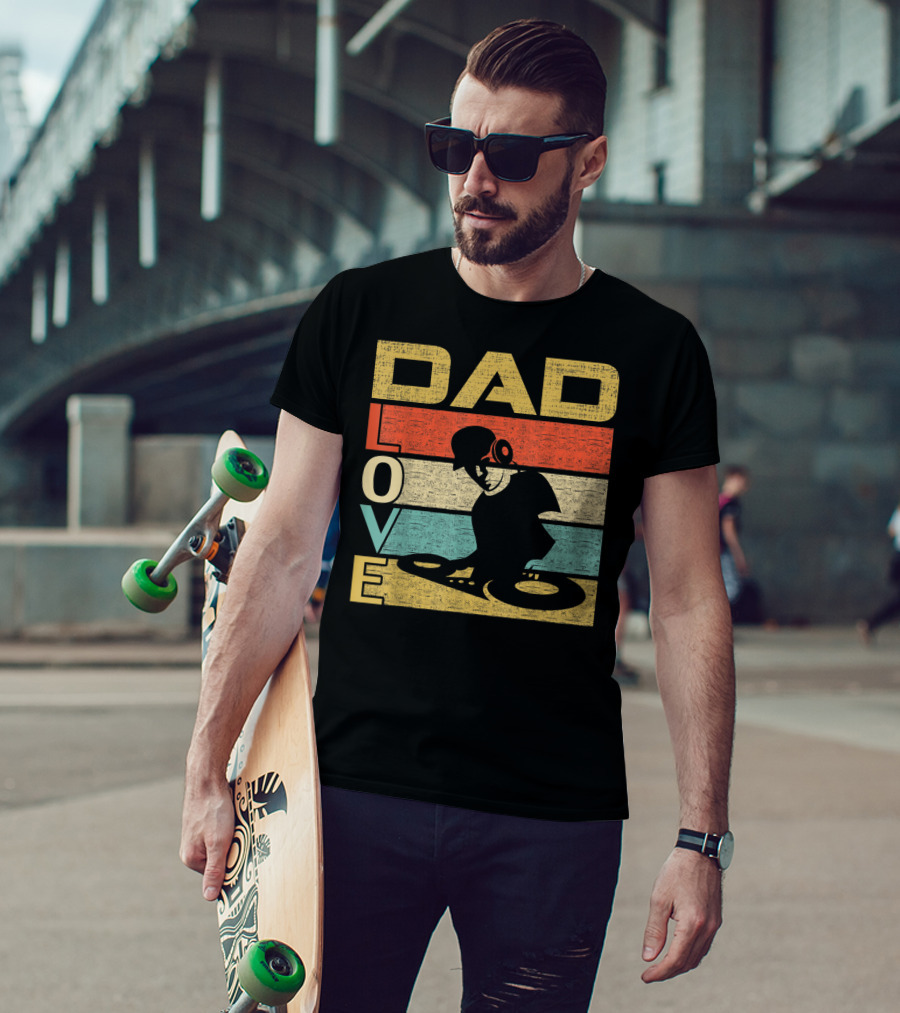 Retro Vintage Dad Love DJ Deejay Funny Father's T-Shirt