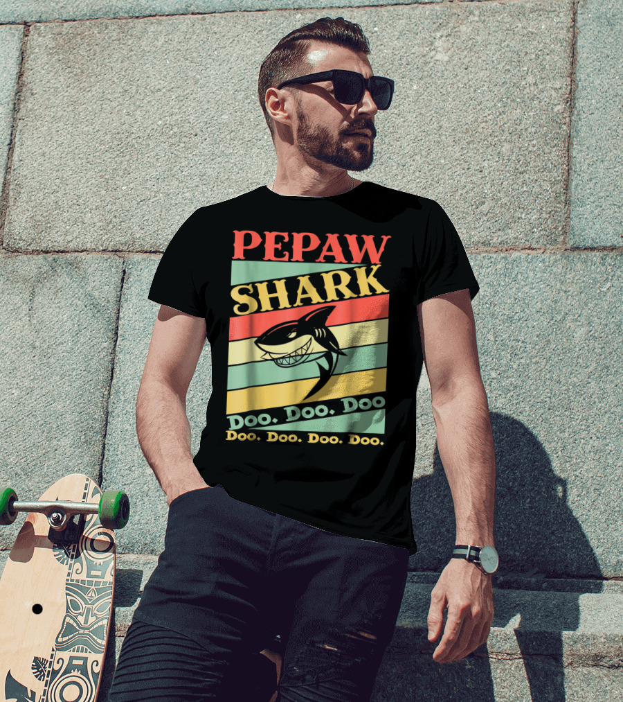 PEPAW SHARK Doo Doo Doo Retro Vintage T-Shirt