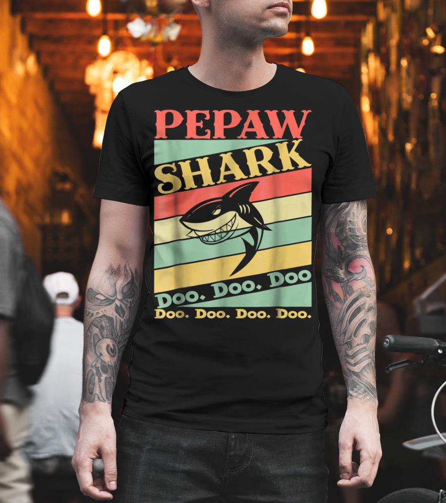 PEPAW SHARK Doo Doo Doo Retro Vintage T-Shirt
