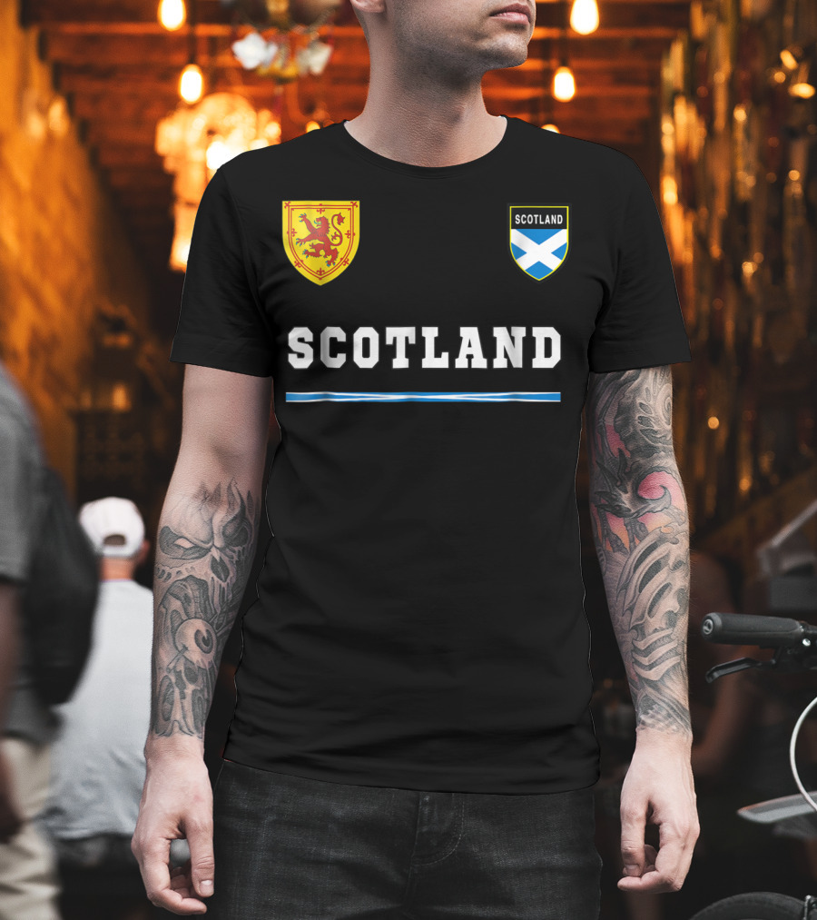 Scotland Soccer Jersey Flag With Scottish Lion And Saltire Badges T-Shirt