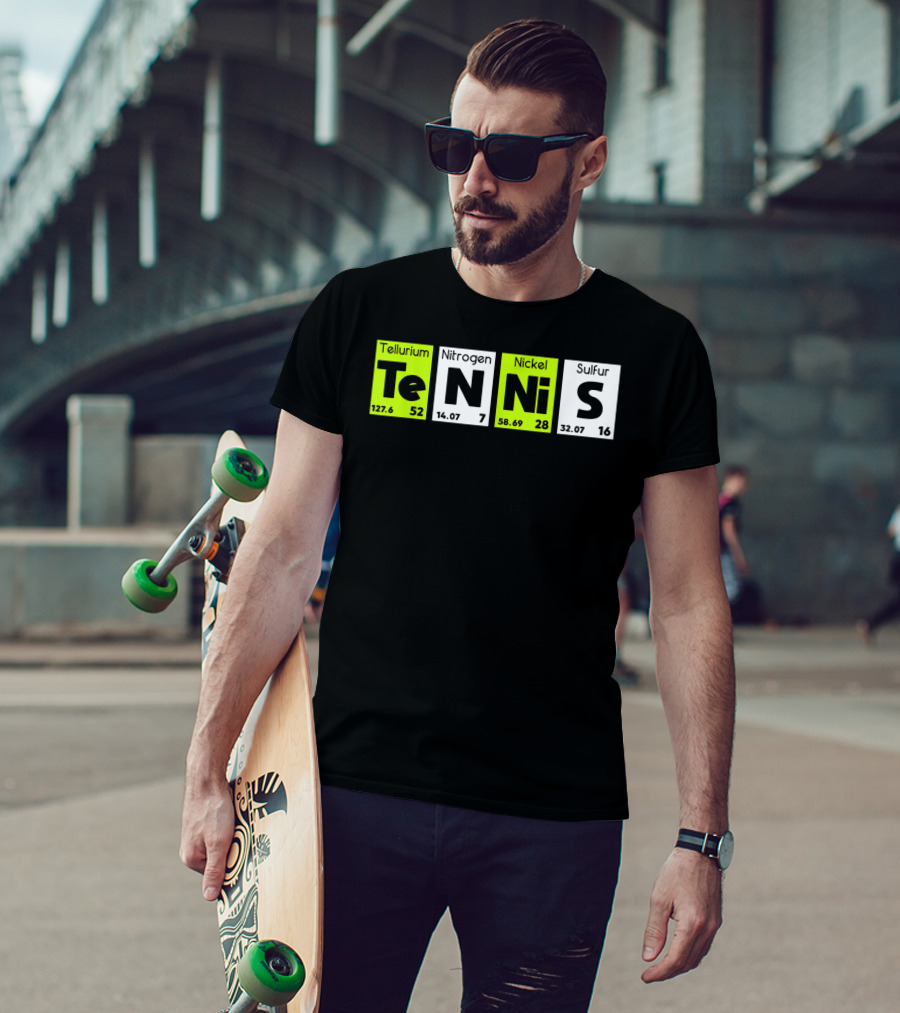 TeN Ni S Tellurium Nitrogen Nickel Sulfur Periodic Table Elements Tennis Sport T-Shirt