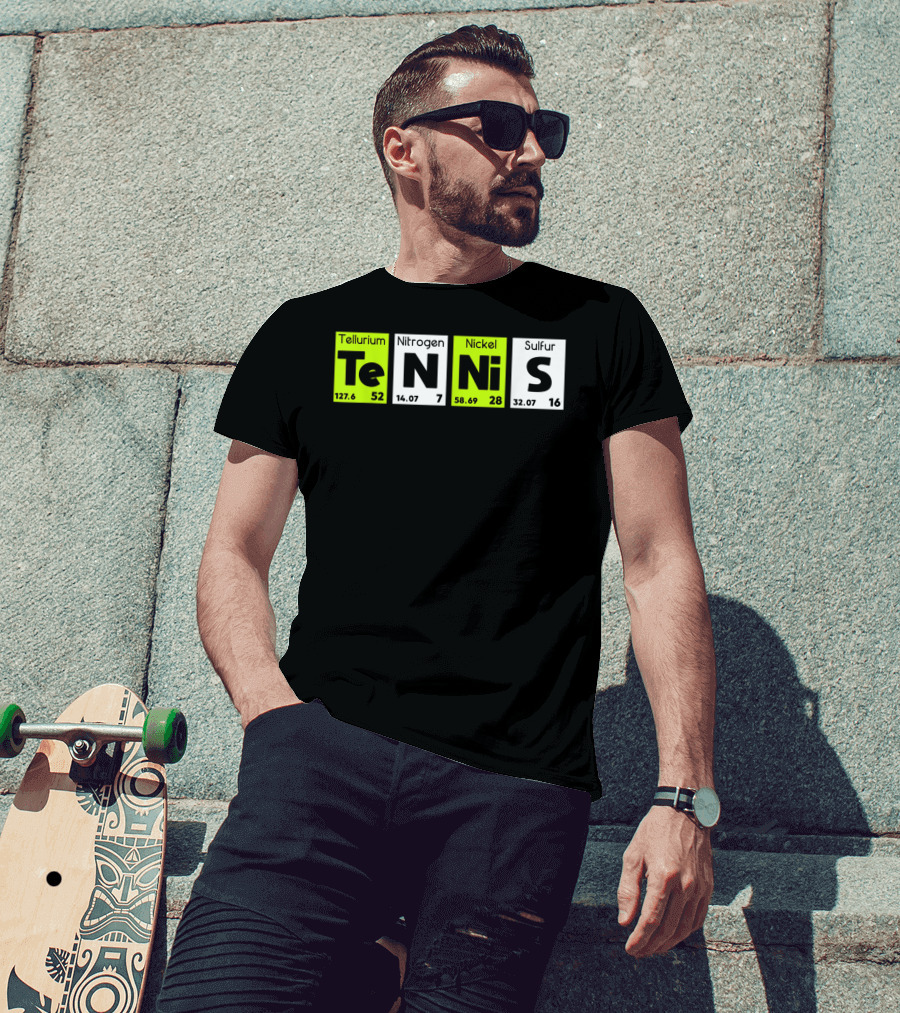 TeN Ni S Tellurium Nitrogen Nickel Sulfur Periodic Table Elements Tennis Sport T-Shirt