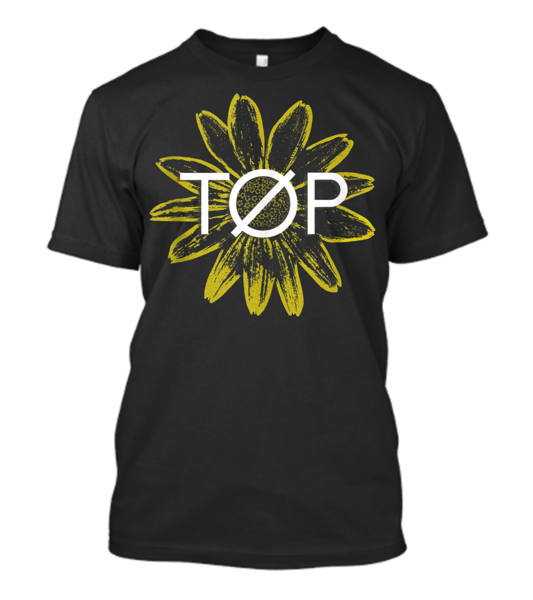 Twenty One TOP Vintage Distressed Yellow Grunge Sunflower T-Shirt