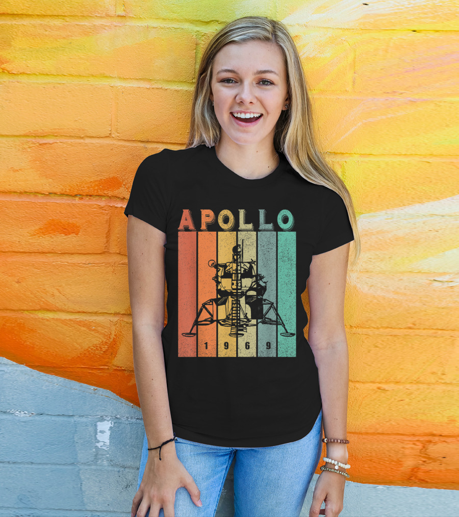 Apollo 1969 Lunar Module Vintage Retro Stripes T-Shirt