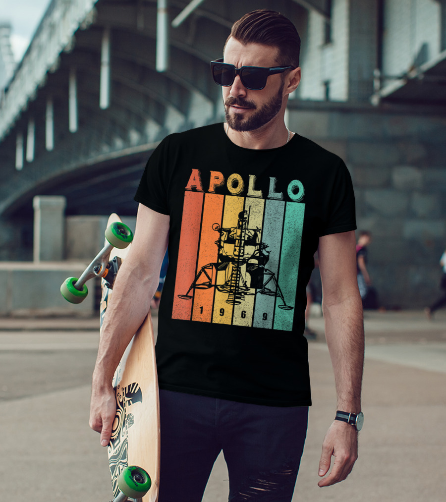 Apollo 1969 Lunar Module Vintage Retro Stripes T-Shirt