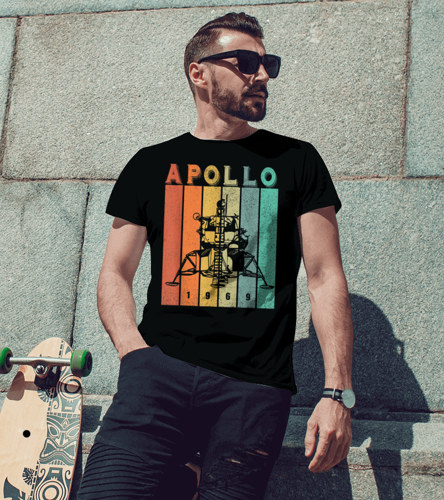 Apollo 1969 Lunar Module Vintage Retro Stripes T-Shirt