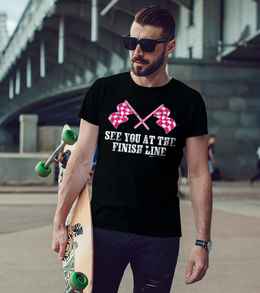 Vintage See You At The Finish Line Pink Checkered Flags T-Shirt