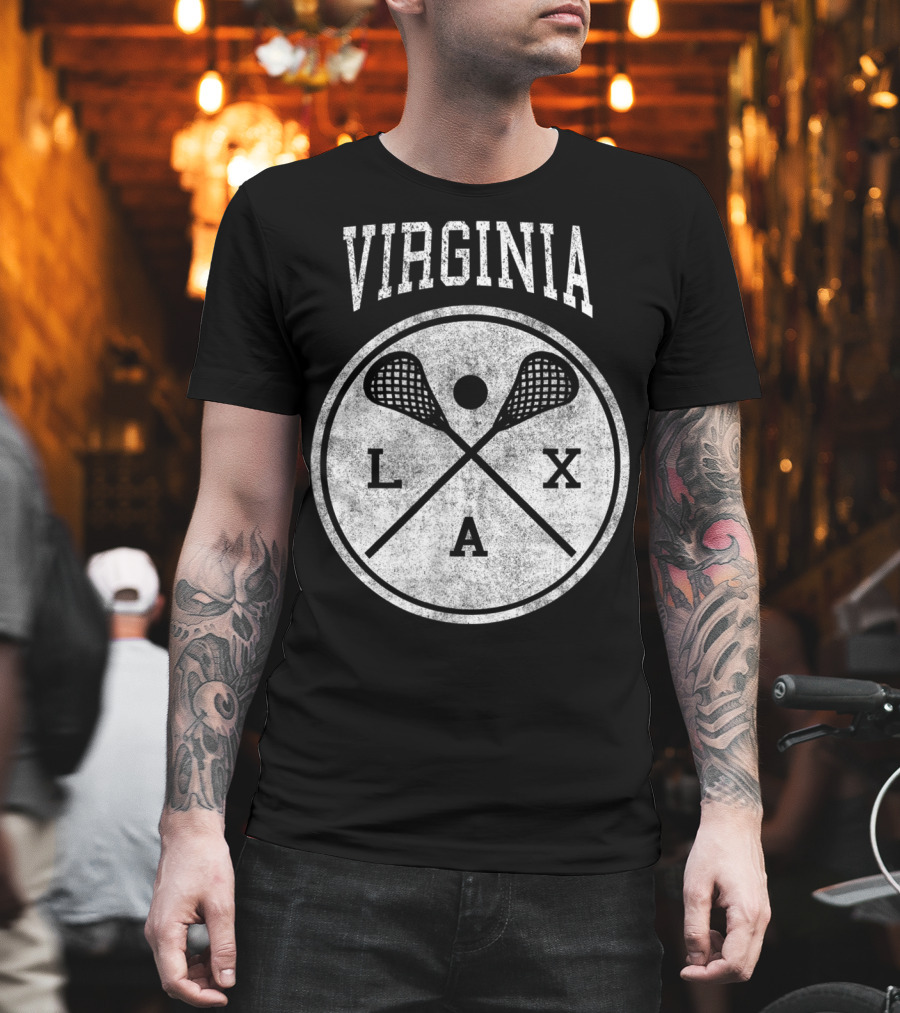 Virginia LAX Vintage Lacrosse Crossed Sticks Circle T-Shirt