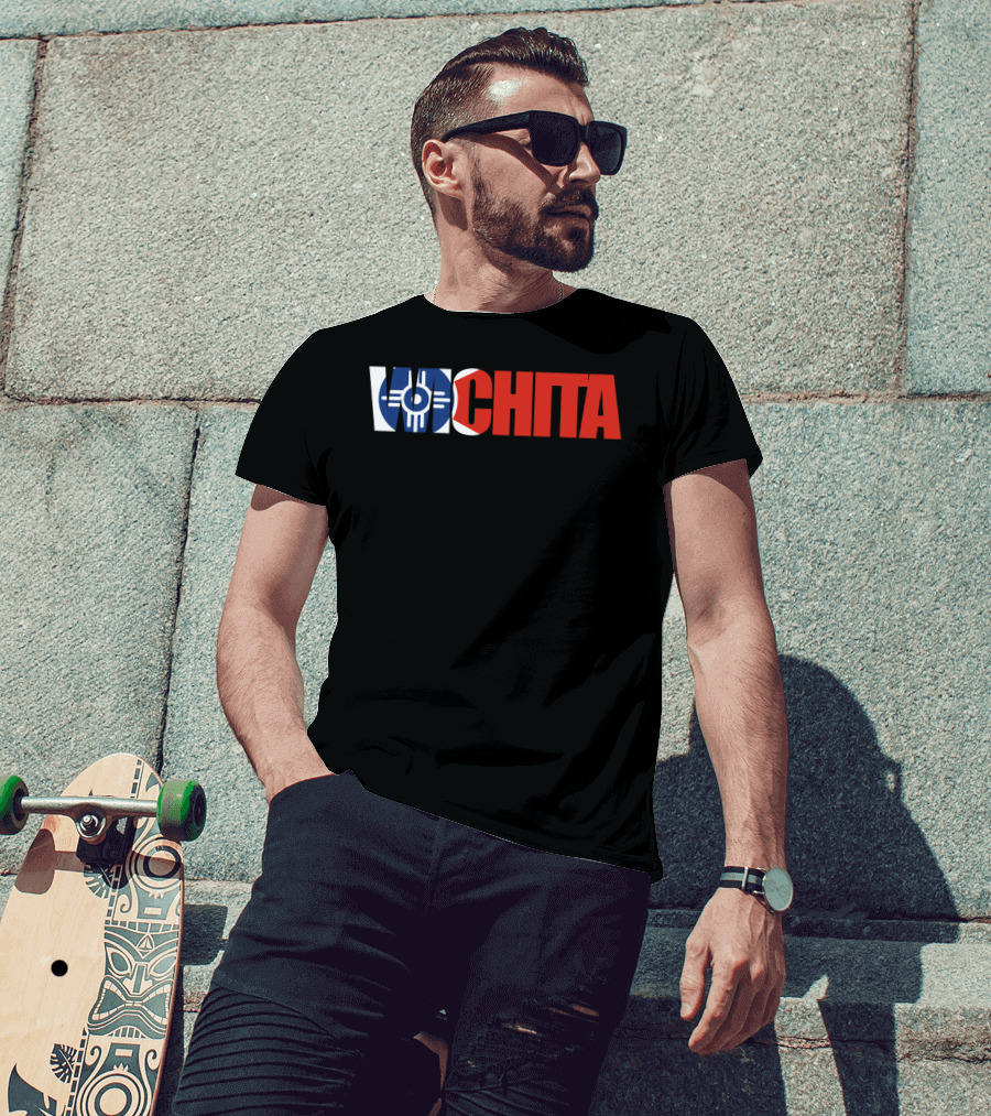 Wichita Kansas Flag Typography T-Shirt