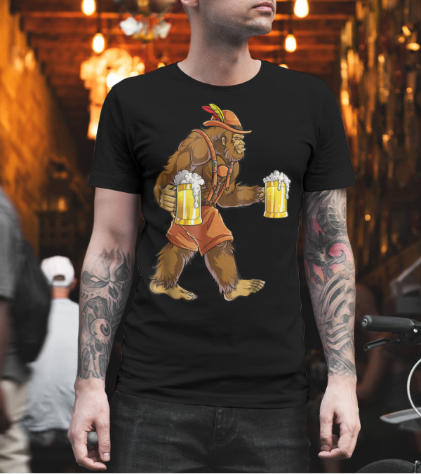 Bigfoot Lederhosen Oktoberfest Prost Beer Mug Bavarian Hat T-Shirt Bigfoot Lederhosen Oktoberfest Prost Beer Mug Bavarian Hat T-Shirt