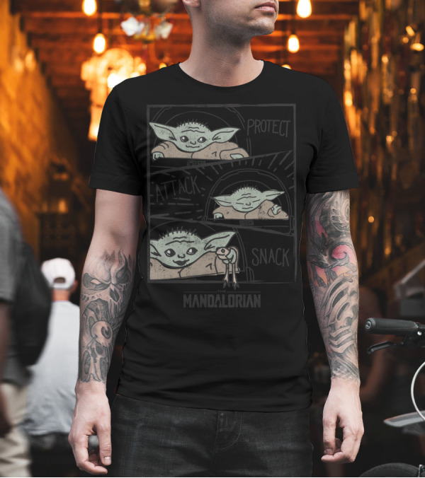 Star Wars The Mandalorian The Child Protect Attack Snack T-Shirt Star Wars The Mandalorian The Child Protect Attack Snack T-Shirt