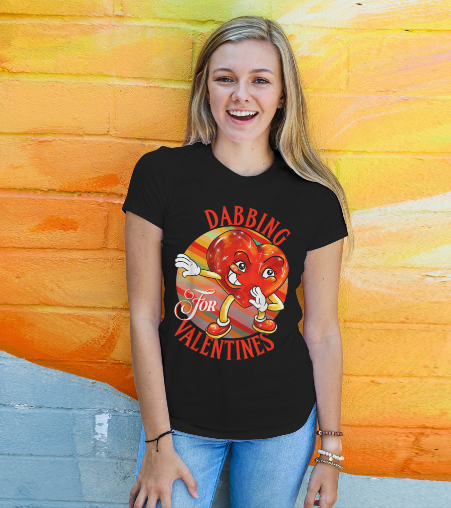 Dabbing Heart For Valentines Vintage Sunrise T-Shirt