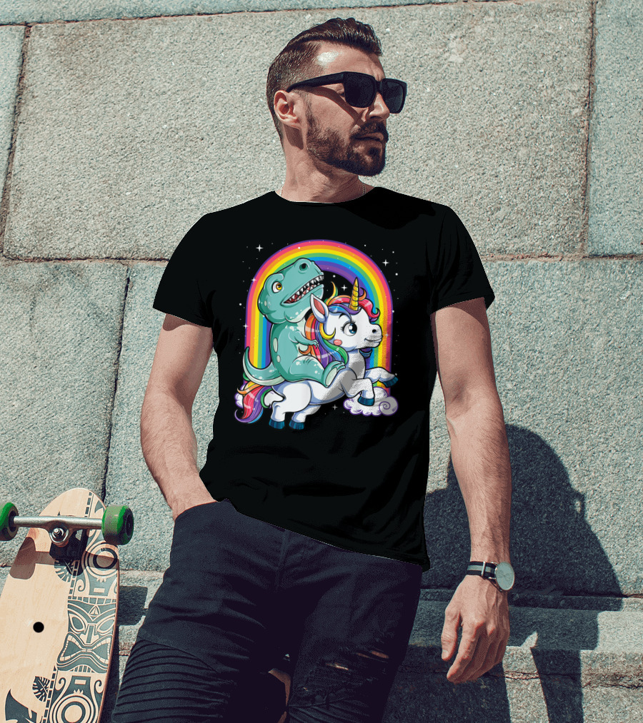Dinosaur Unicorn Rainbow Fantasy Adventure Party T-Shirt